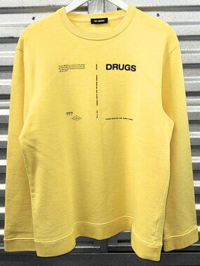RAF SIMONS AW18 Youth In Motion Drugs Yellow Sweatshirt L Cotton Rare Archival